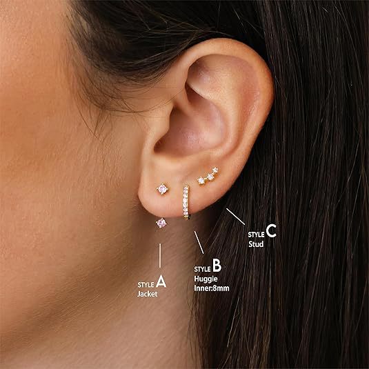 Wholesale Fashion and versatile accessories, copper inlaid with colorful zircon earrings, elegant temperament, perforated earrings