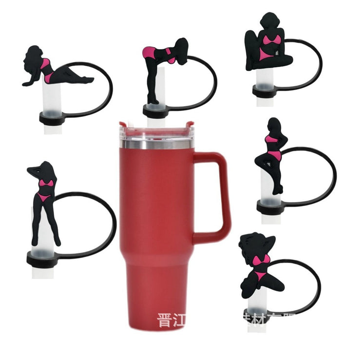 Wholesale Straw cap, food grade silicone straw cap, 8/10mm dust cap, cartoon straw plug