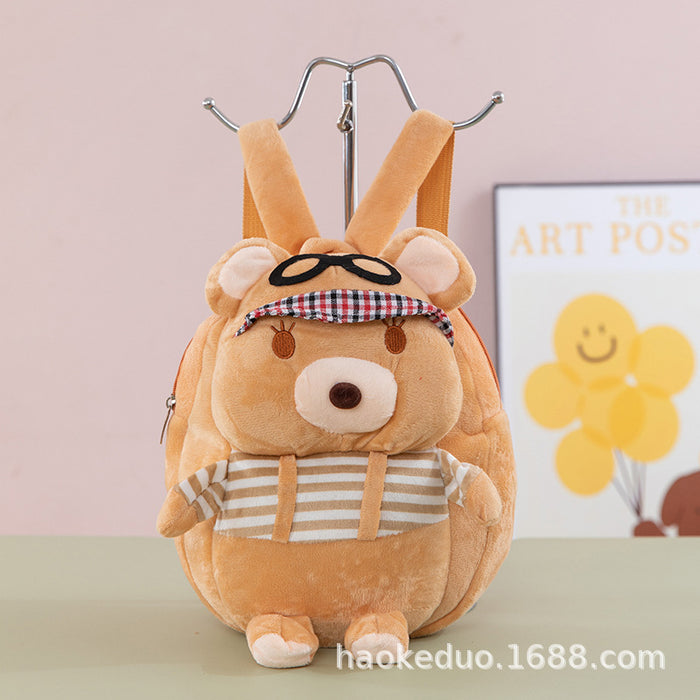 Wholesale Plush small backpack kindergarten school bag cartoon cute girl boy plush backpack
