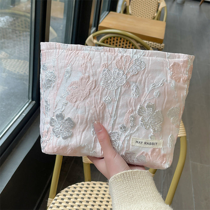 Wholesale Vintage relief makeup bag, large capacity canvas bag, inner liner bag