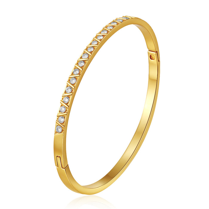 Wholesale Round stainless steel buckle electroplated diamond-encrusted bracelet