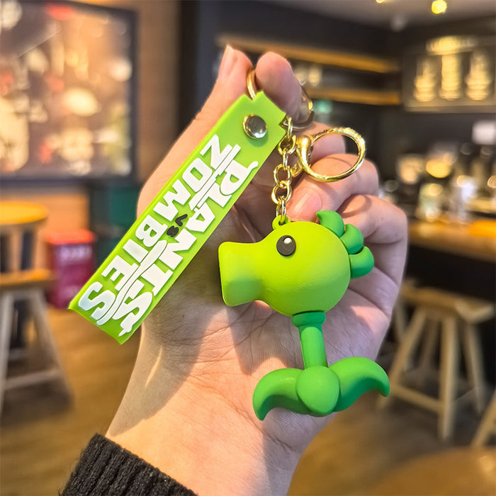 Wholesale Silicone Plant and Zombie Keychain Cute Gift for Kids