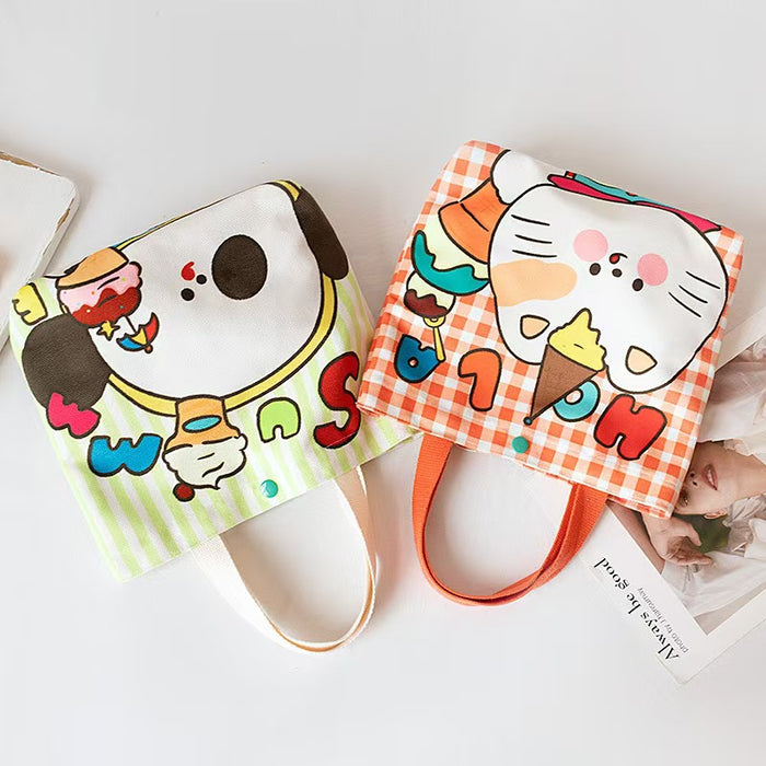 Wholesale Canvas bag, tote bag, cute bento bag, student cartoon, large capacity, new style for class
