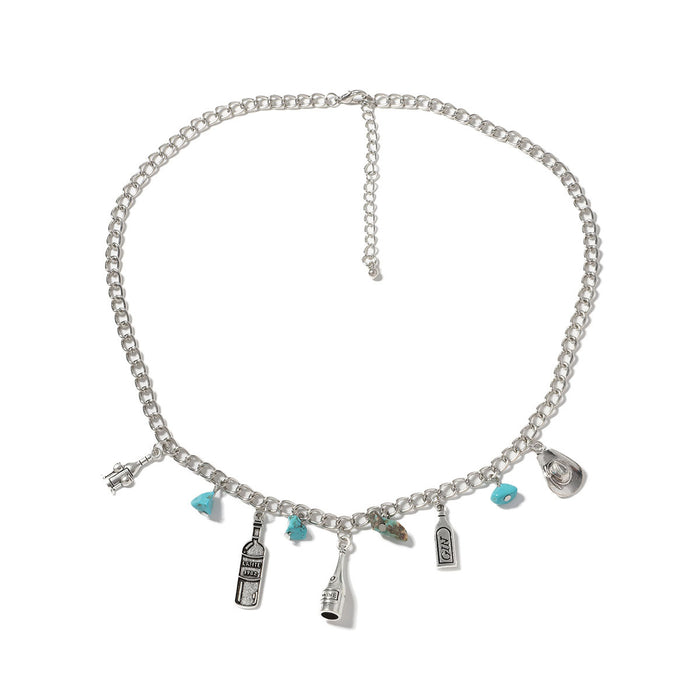Wholesale Turquoise Tau Boots Bottle Alloy Pendant Necklace