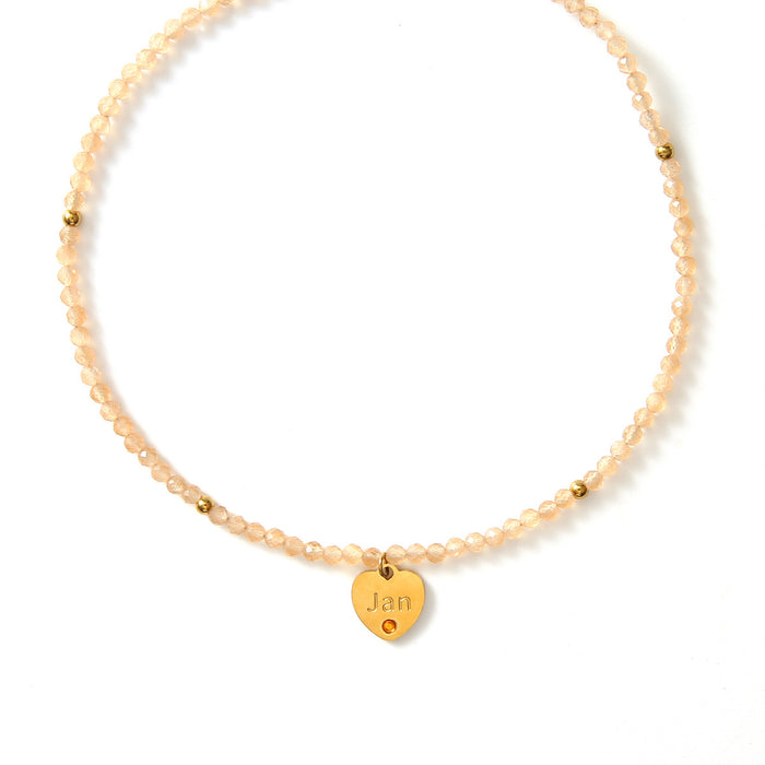 Wholesale New personalized multi-faceted natural stone necklace with stainless steel heart and diamond necklace color preservation