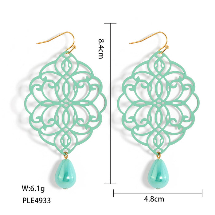 Wholesale Hollow out pendant made of iron sheet, spray painted acrylic pendant, earrings for girls, earrings