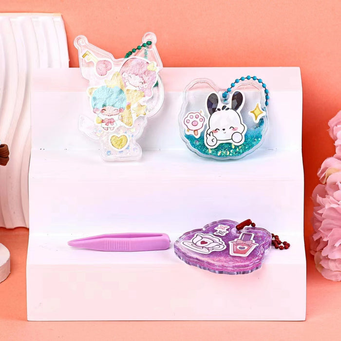 Wholesale 36pcs/box Quicksand notebook stickers for children' s creative handmade materials package Quicksand keychain pendant