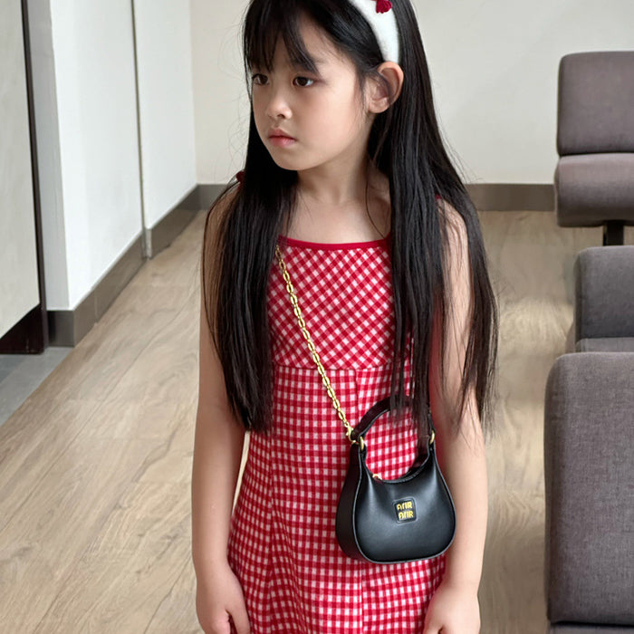 Wholesale Children's bag new minimalist letter baby handbag retro girl mini armpit bag chain bar crossbody bag