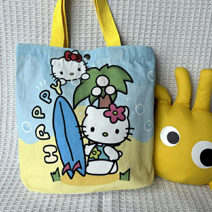 Wholesale Cartoon-Style Large-Capacity Canvas Shoulder Bag with Button Closure