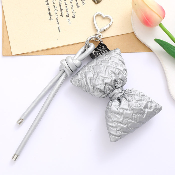Wholesale Leather bow heart pendant luggage keychain lanyard accessories single buckle tassel pendant accessories