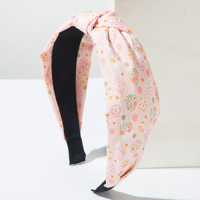 Wholesale Easter Egg Bunny Print Knotted Headband