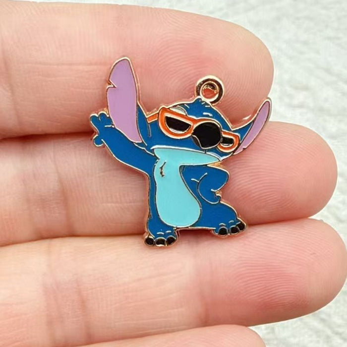 Wholesale 10pcs Cartoon Couple DIY Jewelry Accessories Alloy Enamel Pendant Keychain Earrings