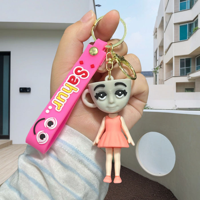 Wholesale Doll keychain funny abstract stick man shark small pendant