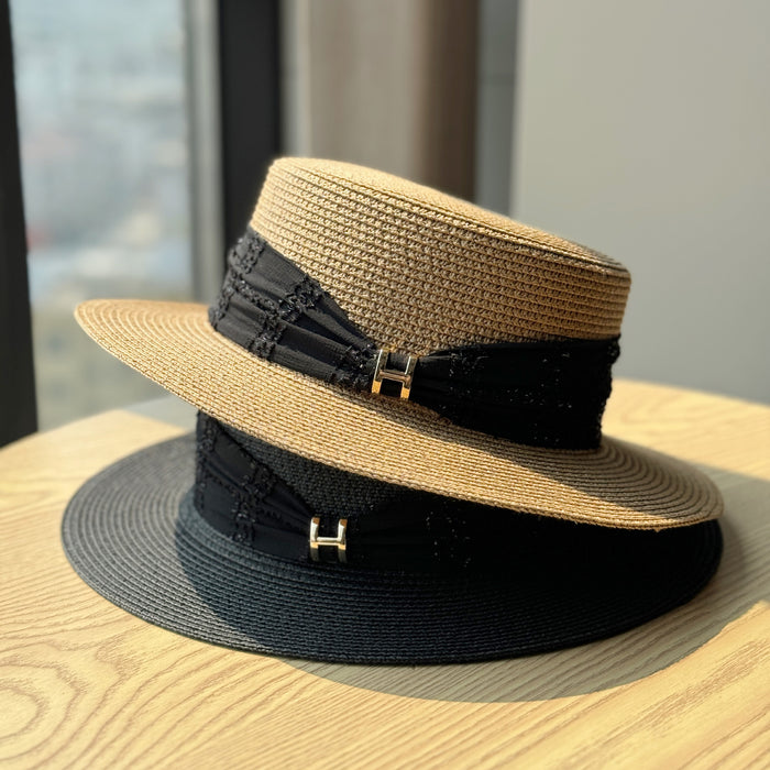 Wholesale Flat Top Straw Hat Summer Sunshade Sun Protection Straw Fashion Trendy