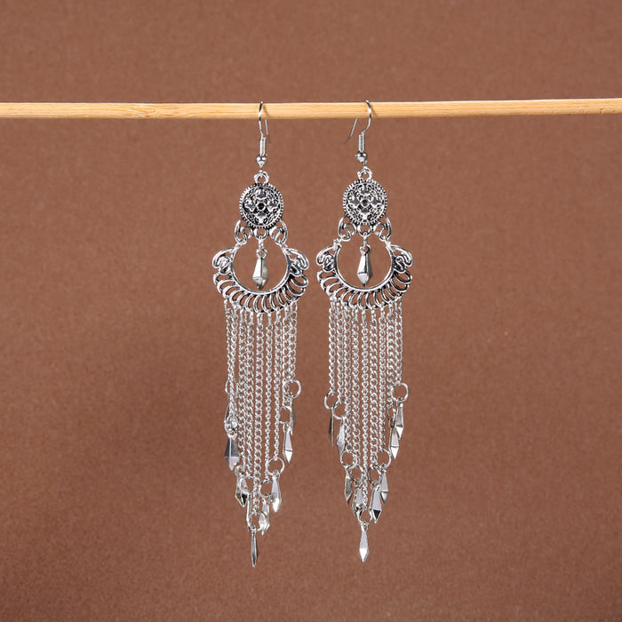 Wholesale Alloy Bohemian Tassel Long Ethnic Style Earrings JDC-ES-Gumi009