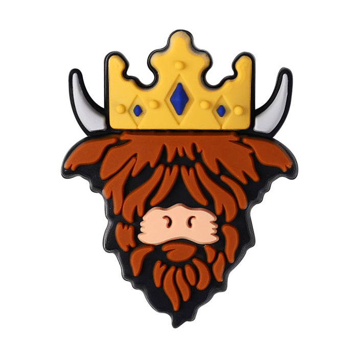 Wholesale 20pcs cartoon highland cow silicone beads children' s food grade animal tooth glue mixed nurse silicone beads