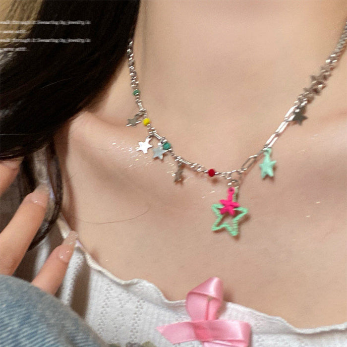 Wholesale Multicolor Star Pendant Clavicle Chain for Everyday Fashion Jewelry Accessory