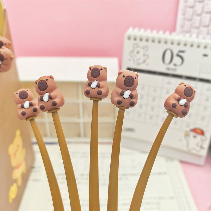 Wholesale Capybara Rock Soft Gel Pen Simulation Food Shape Swing Pen Decompression Gift Pen Student Stationery