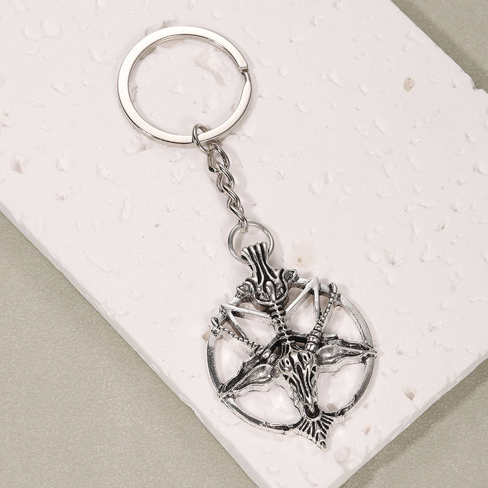 Wholesale Magic God Pan Skull Sheep Head Keychain Art Alloy Pendant