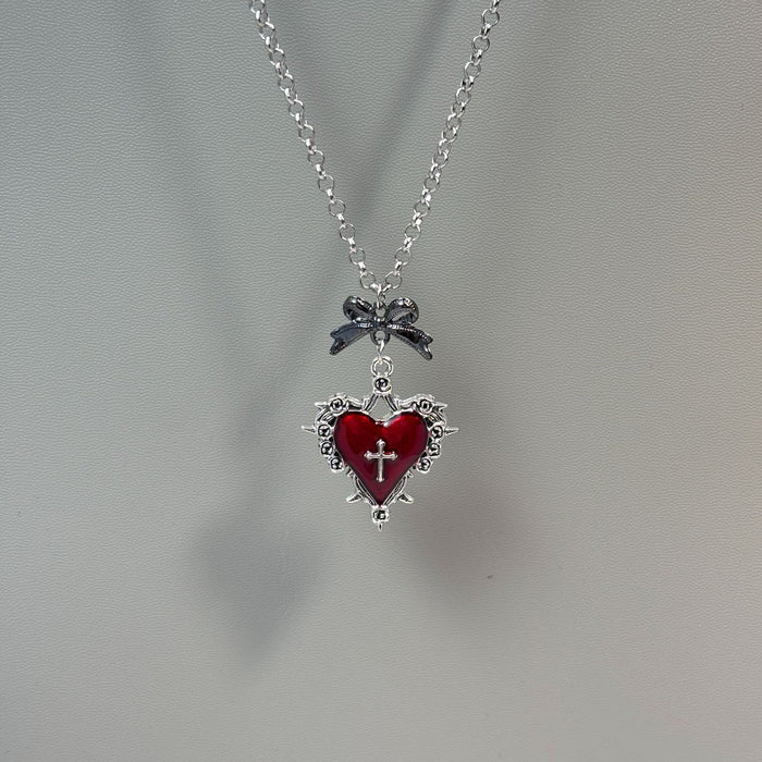 Wholesale Girly Heart Red Apple Design Necklace