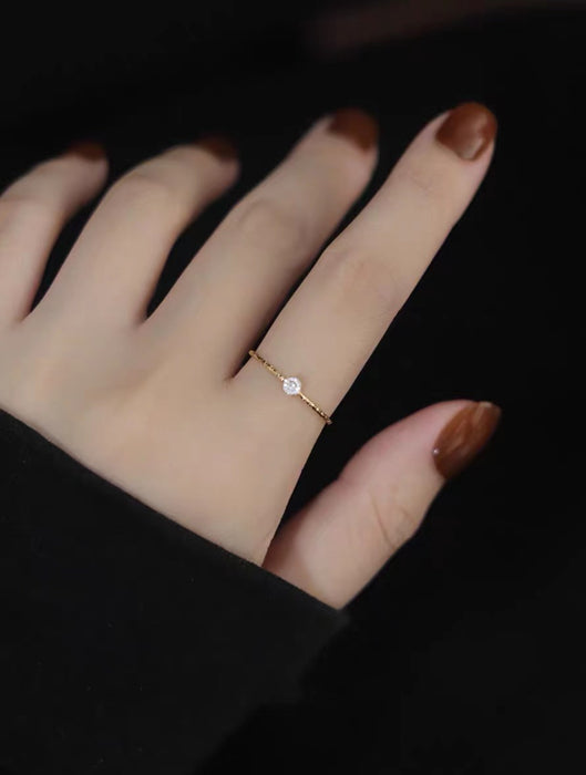 Wholesale flower line ring diamond titanium steel plated 18K gold ring personality simple index finger