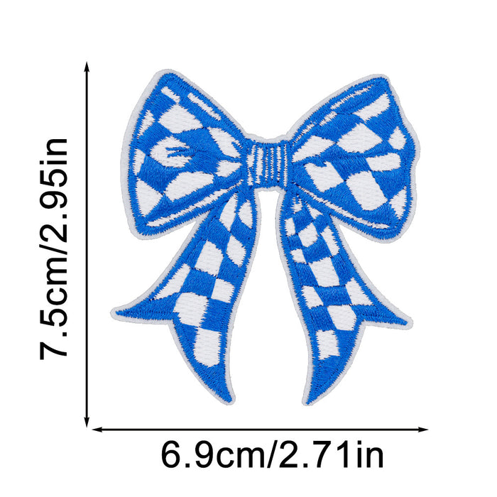 Wholesale Plaid Bow Embroidery Sticker DIY Patches