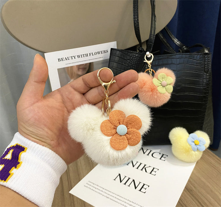 Wholesale Creative Cartoon Head Keychain Cute Plush Bag Pendant Car Key Chain Pendant Accessories Small Gift