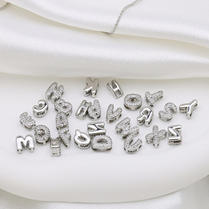Wholesale Zircon Bubble Letter White Gold Pendant Necklace Women' s Clavicle Chain