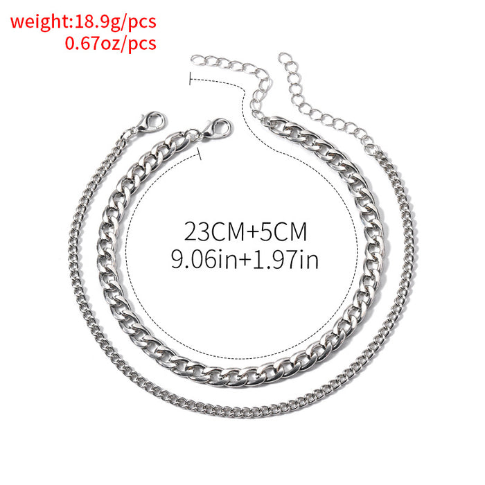 Wholesale Exaggerated jewelry, personalized alloy ankle chain, niche design, multi-layer ankle chain, minimalist