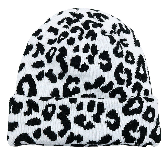 Wholesale Cow Leopard Print Jacquard Acrylic Wool Knitted Hat JDC-FH-HaiPu012