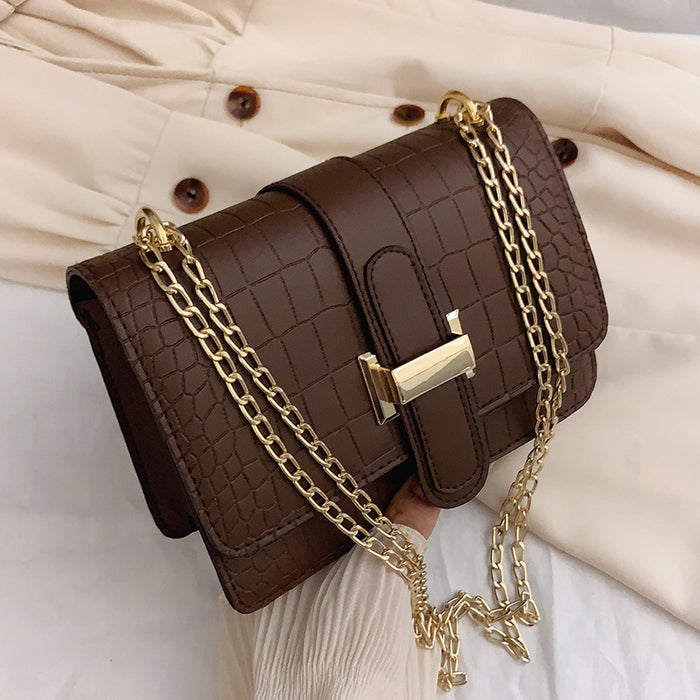 Wholesale PU One-shoulder Stone Pattern Embossed Solid Color Messenger Bag JDC-SD-SYuan017