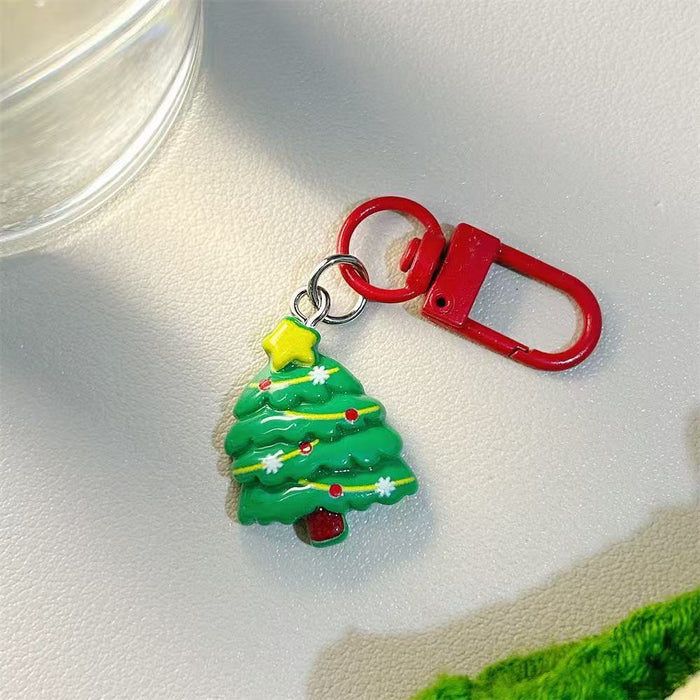 Wholesale Resin Cartoon Christmas Keychain Cute Reindeer Santa Snowman Bag Charm Boutique Gift