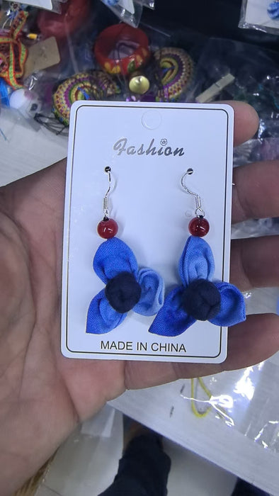 Wholesale Hand woven blue tie dye earrings