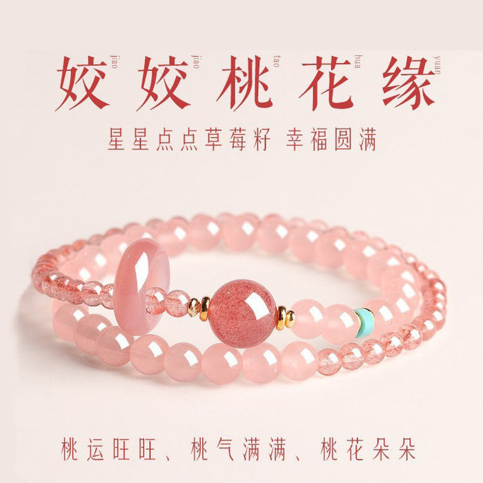 Wholesale Strawberry Crystal White Crystal Double Circle Peach Blossom