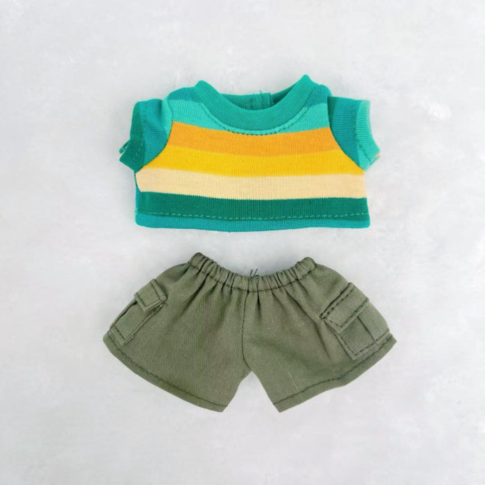 Wholesale Vinyl figure versatile colorful striped short-sleeved processing pants suit