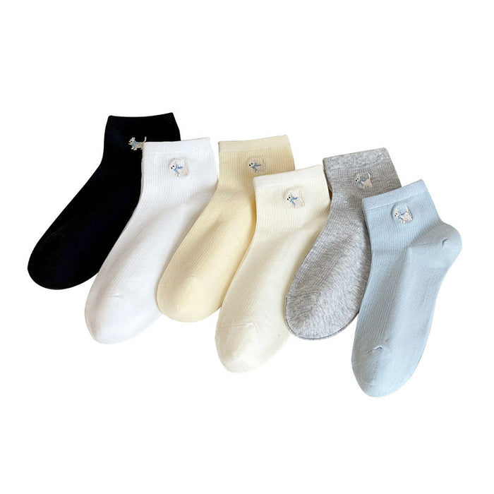 Wholesale Socks Embroidered Short Tube Sweat Absorbing Breathable Cotton Socks Thin