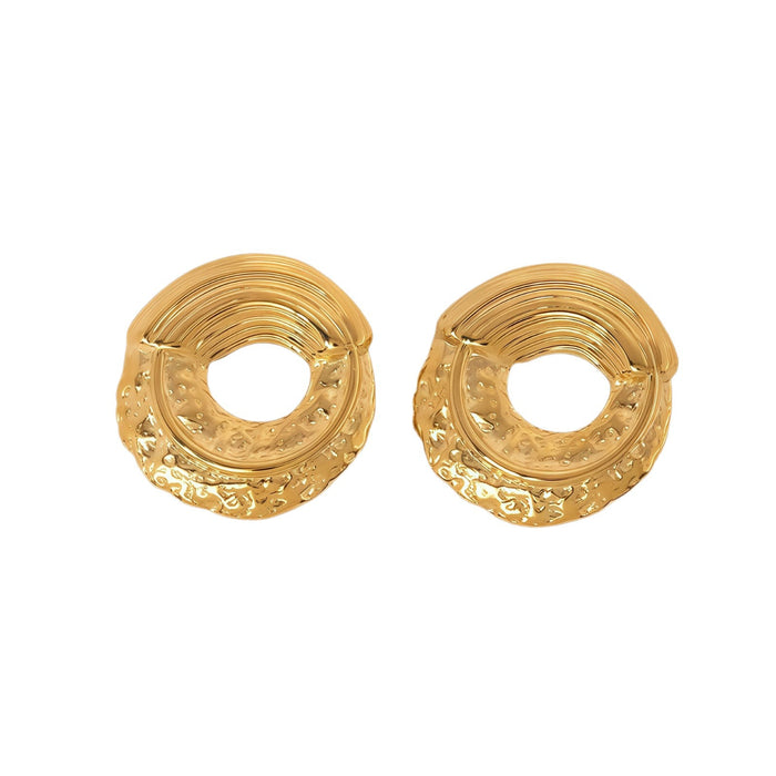 Wholesale Irregular bilateral pleated earrings with titanium steel gold-plated earrings
