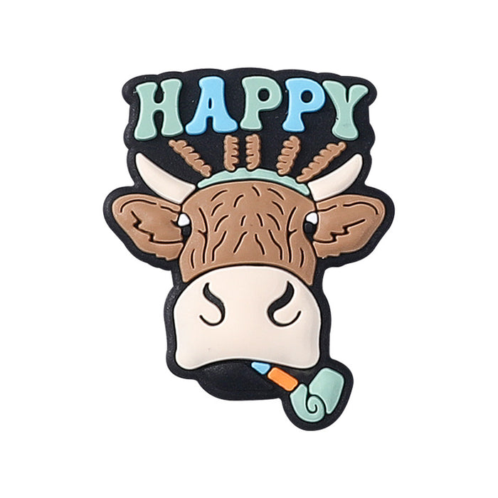 Wholesale 20pcs New Teether Cartoon Cowboy Women' s Silicone Beads Loose Beads Children' s DIY Necklace Bead Accessories