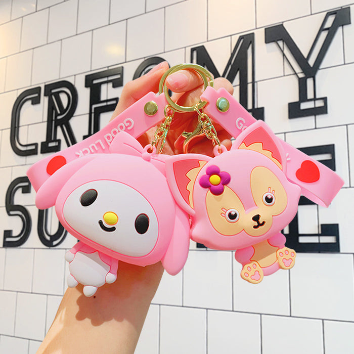 Wholesale Silicone Cute Cartoon Doll Coin Purse Keychain JDC-KC-LiuFan021