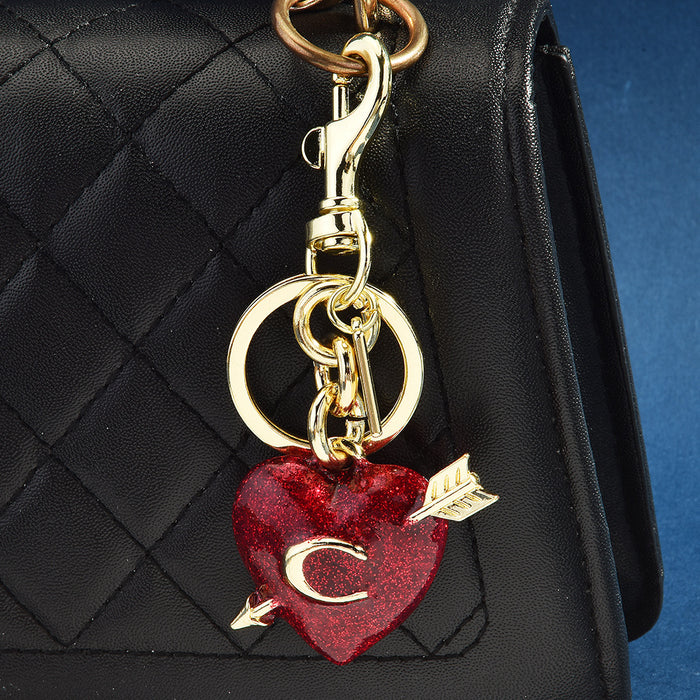 Wholesale Creative Arrow Through Heart Heart Letter Metal Keychain