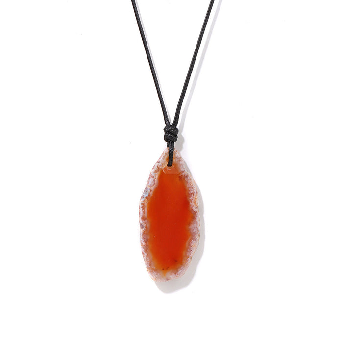 Wholesale Stone and agate slice necklace energy stone irregular pendant birthstone necklace