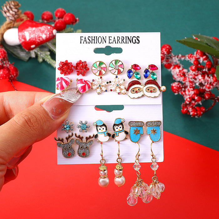 Wholesale Christmas snowflake elk  earrings suit