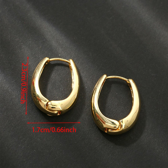 Wholesale Gold colored plain ring earrings, elegant earrings, studs, niche design, high-end ear rings, and earrings