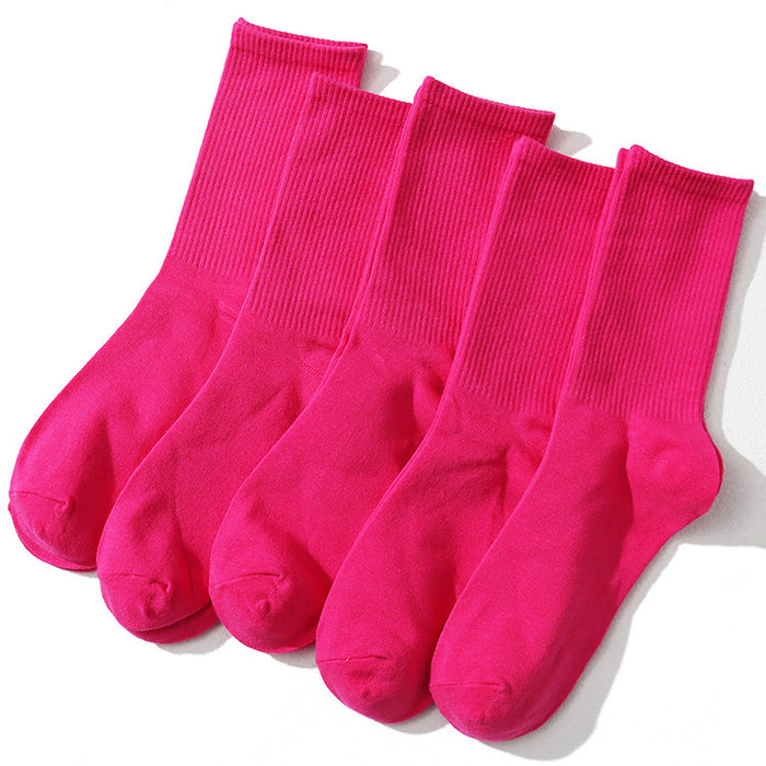 Wholesale Fresh women's socks calf mid leg socks solid color long socks student sports skateboard socks