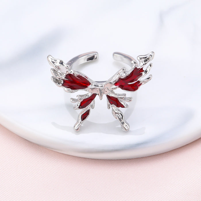 Wholesale Butterfly Drip Oil Ring Light Luxury Fashion Retro Unique Versatile Open End Ring