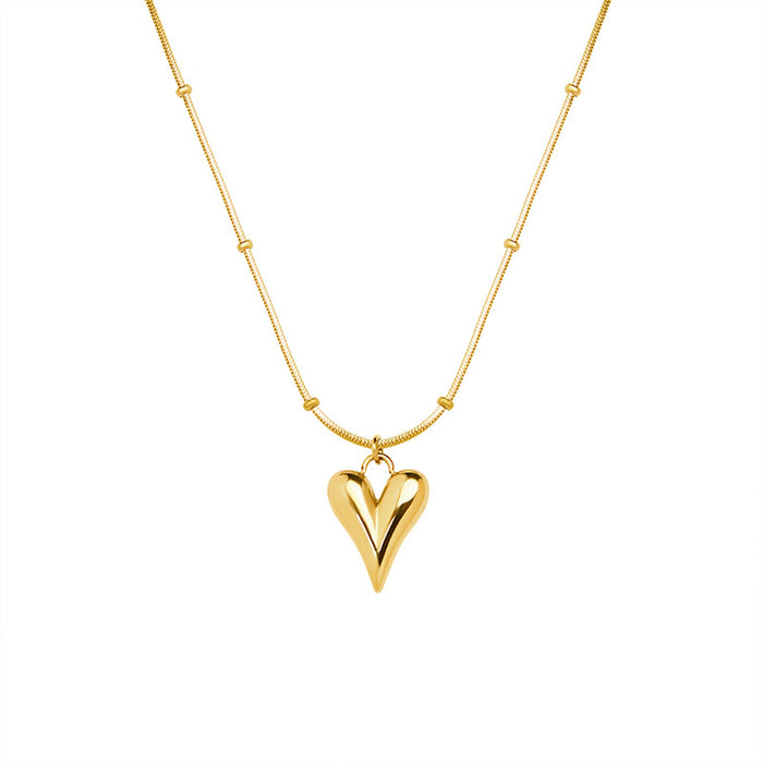 Wholesale Titanium Steel 18K Gold Plated Heart Necklace Fashionable Simple Design