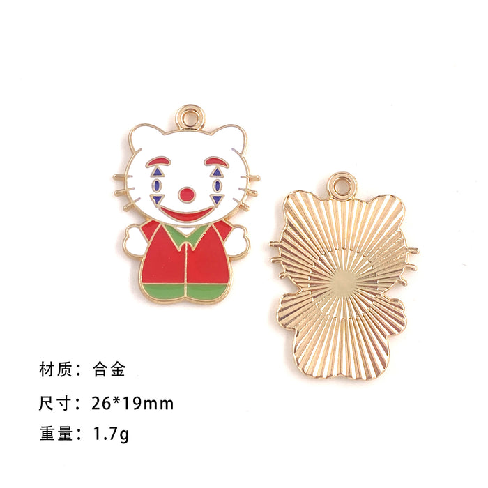 Wholesale 10pcs Cute personality cat cartoon collection alloy oil drop earrings pendant keychain pendant jewelry accessories