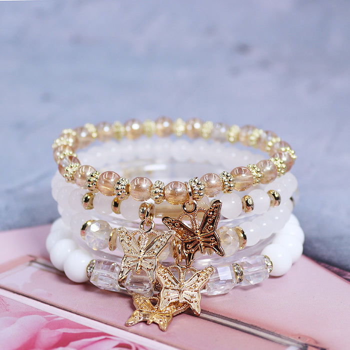 Wholesale Multi-layer Crystal Butterfly Stretch Beaded Bracelet JDC-BT-NHong009