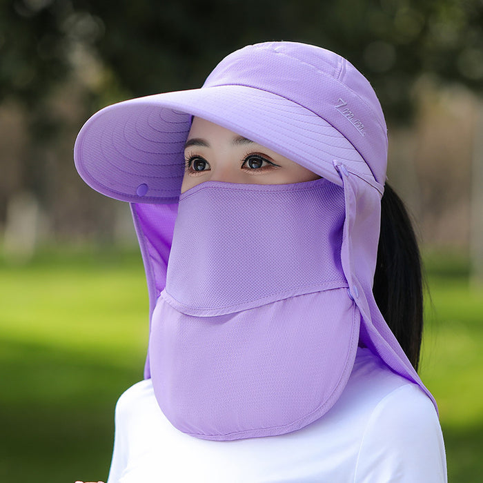 Wholesale Summer sun hat, women's UV protection sun hat, outdoor face covering shawl mask hat, windproof cycling sun hat