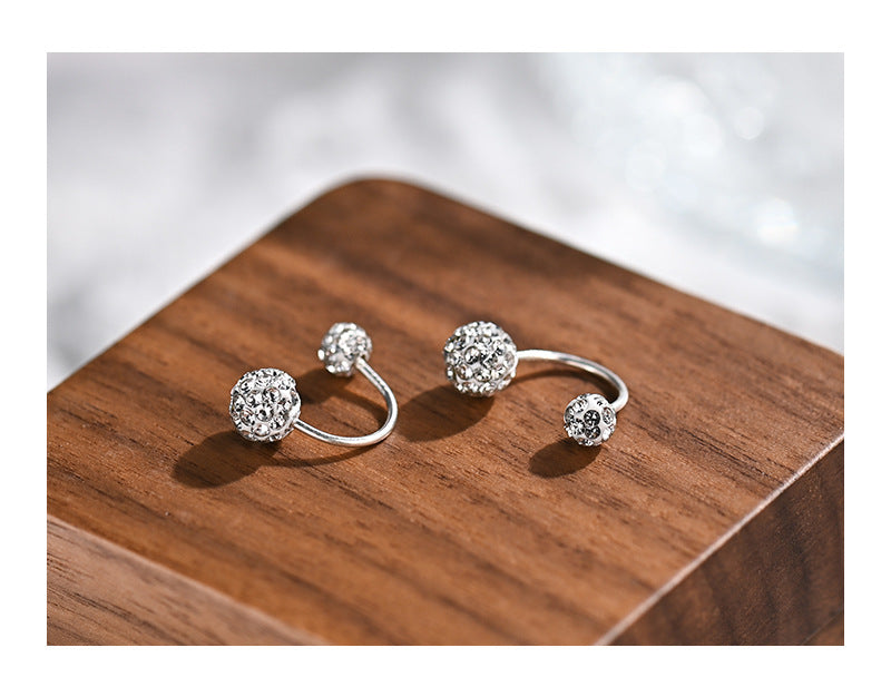 Wholesale Silver sparkling diamond ball with hanging earrings, simple and niche design, exquisite ear bone studs and earrings